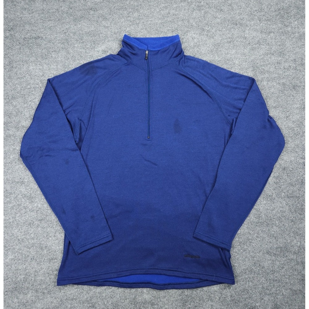 Patagonia R1 Fleece Pullover Mens Medium Blue Quarter Zip Polartec Waffle USA **